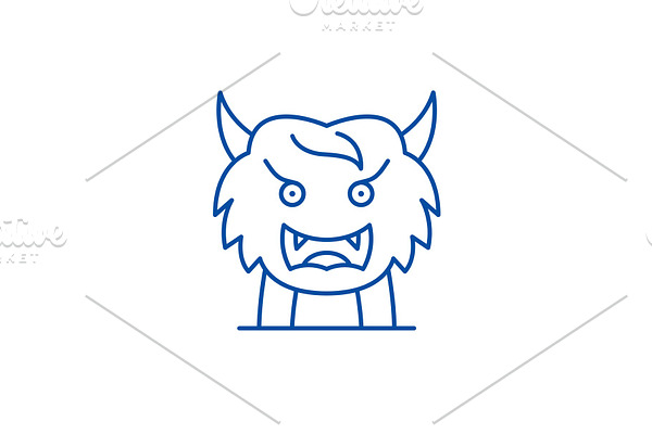 Asian monster line icon concept
