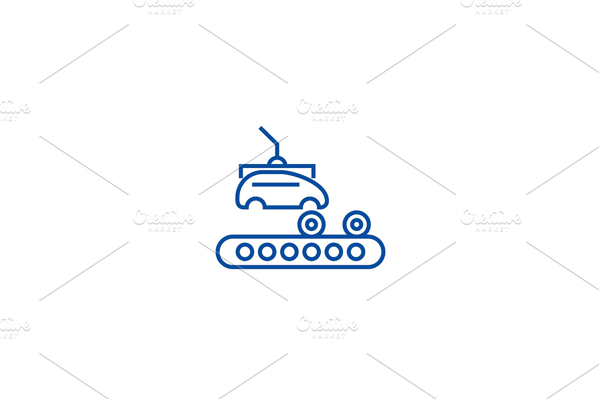 Assembly car, conveyor line icon in Illustrations - product preview 8