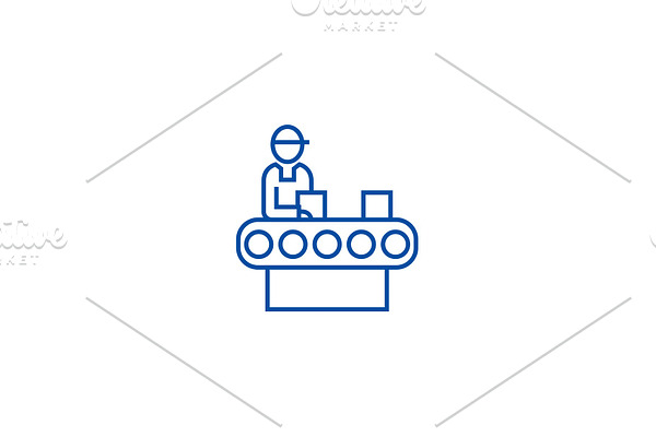 Assembly conveyor line icon concept
