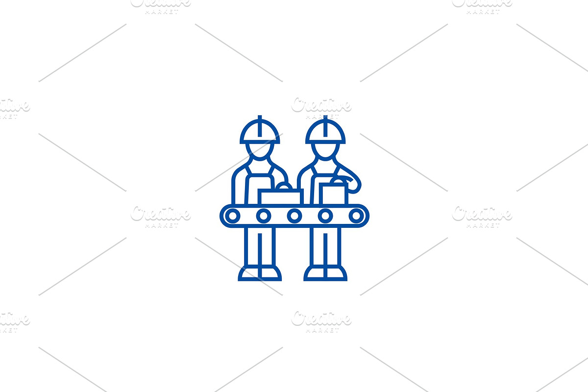 Assembly line line icon concept in Illustrations - product preview 8