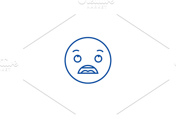 Astonished emoji line icon concept