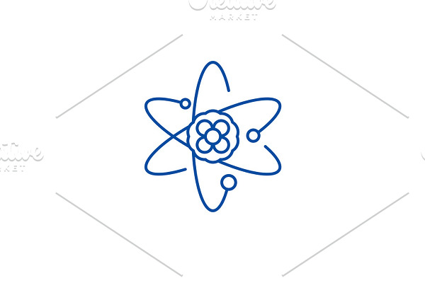 Atom line icon concept. Atom flat