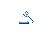 Auction, hammer line icon concept