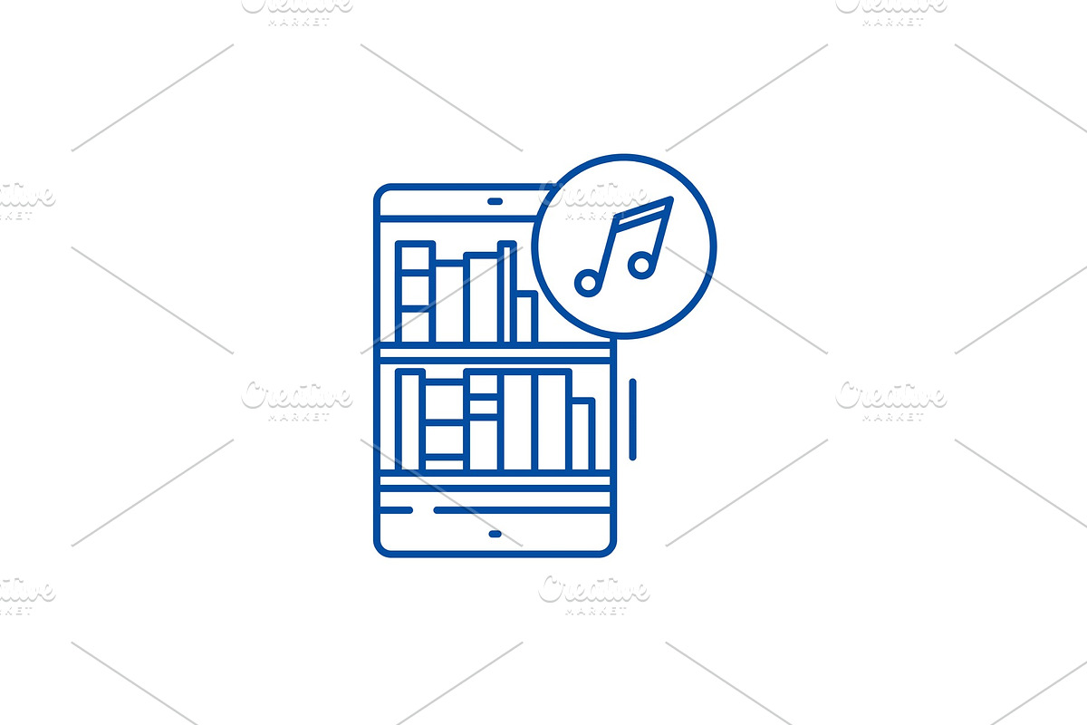 Audio books line icon concept. Audio in Illustrations - product preview 8