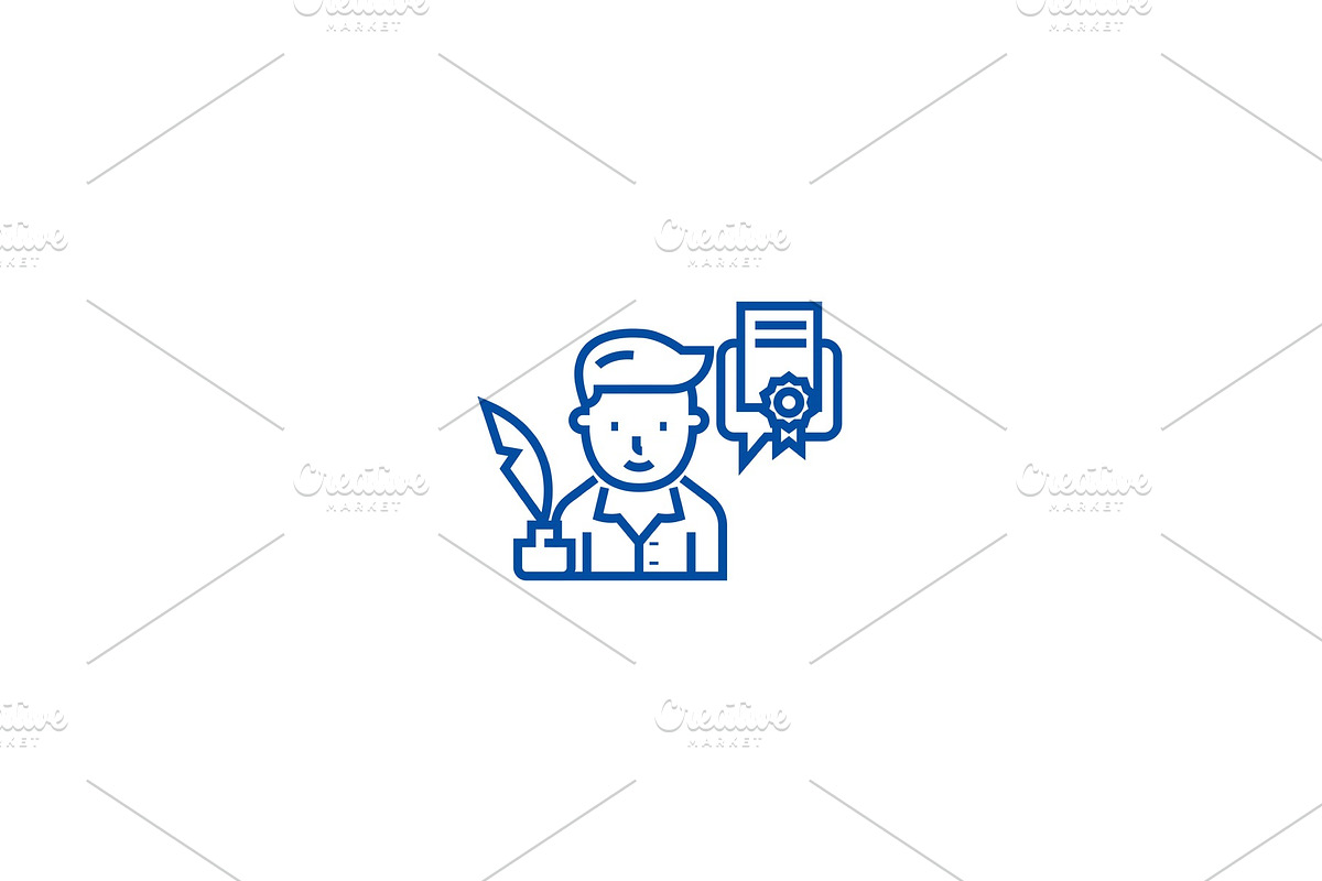 Author, writer line icon concept in Illustrations - product preview 8