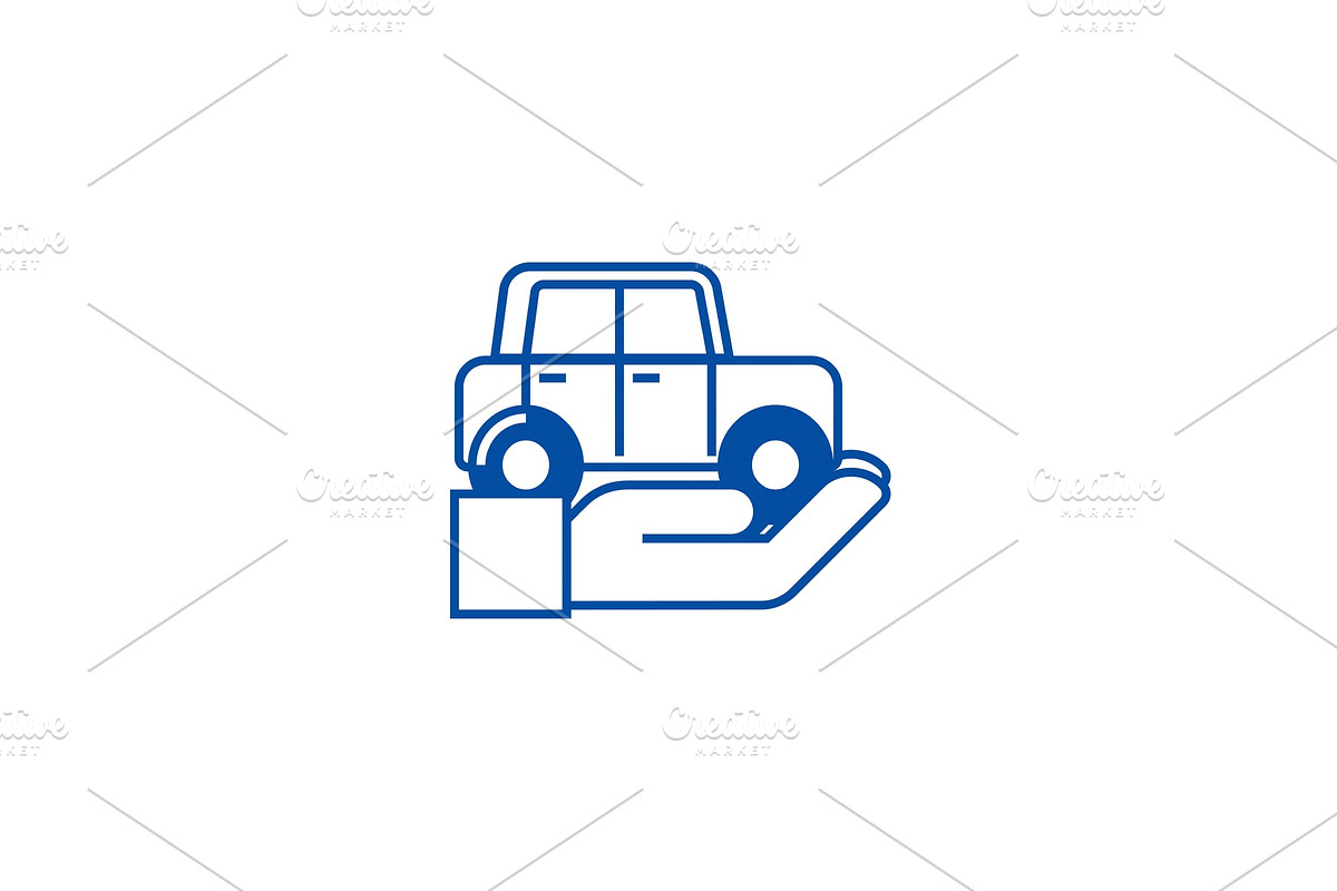 Auto insurance,car in hand line icon in Illustrations - product preview 8