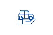 Auto insurance,car in hand line icon