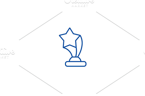 Award cup with star line icon