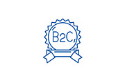 B2c line icon concept. B2c flat