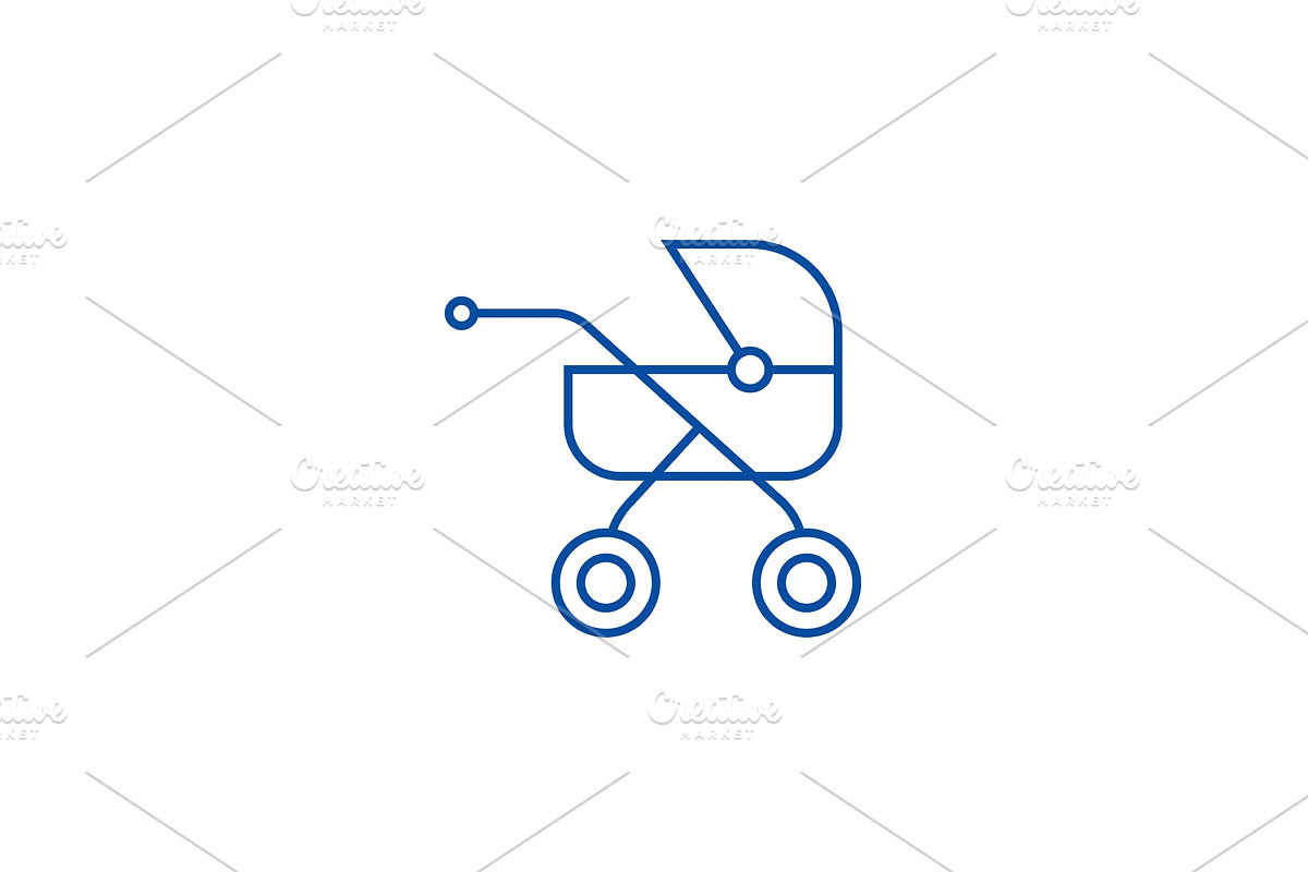 Baby buggy,carriage line icon in Illustrations - product preview 8