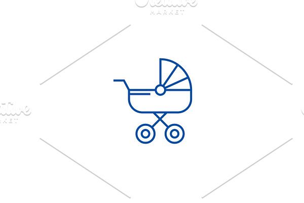 Baby carriage line icon concept