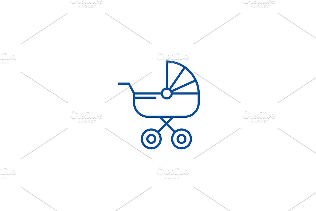 Baby carriage line icon concept in Objects - product preview 8