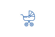 Baby carriage line icon concept