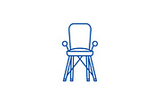 Baby chair in room line icon concept