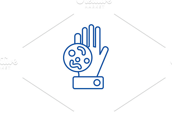 Bacteria, dirty hand line icon