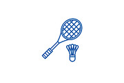 Badminton racket line icon concept