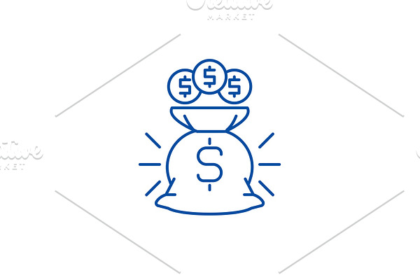Bag with money line icon concept