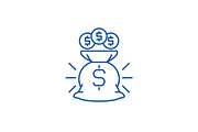 Bag with money line icon concept