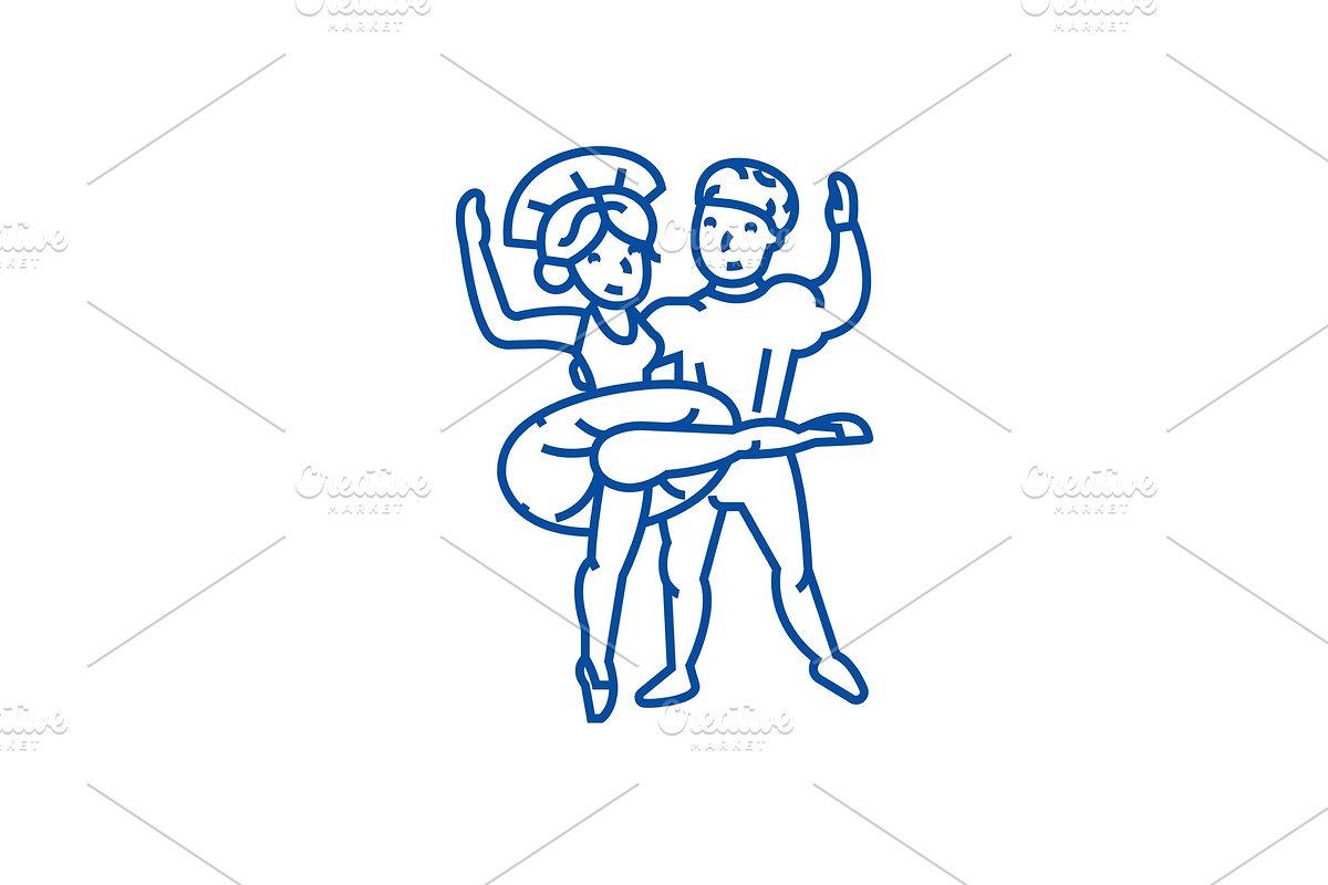 Ballet couple, dancing man and woman in Illustrations - product preview 8