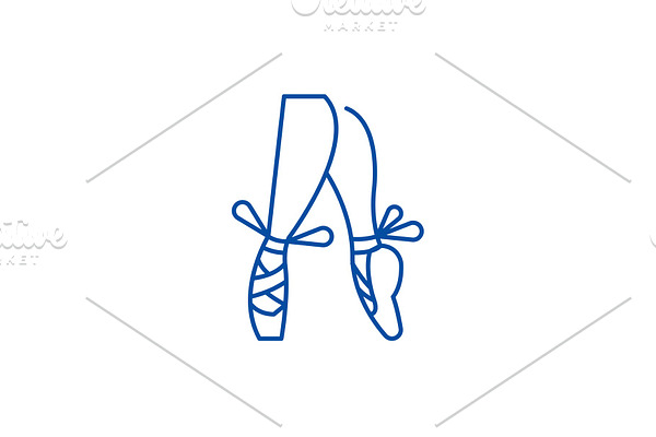 Ballet pointe shoes line icon