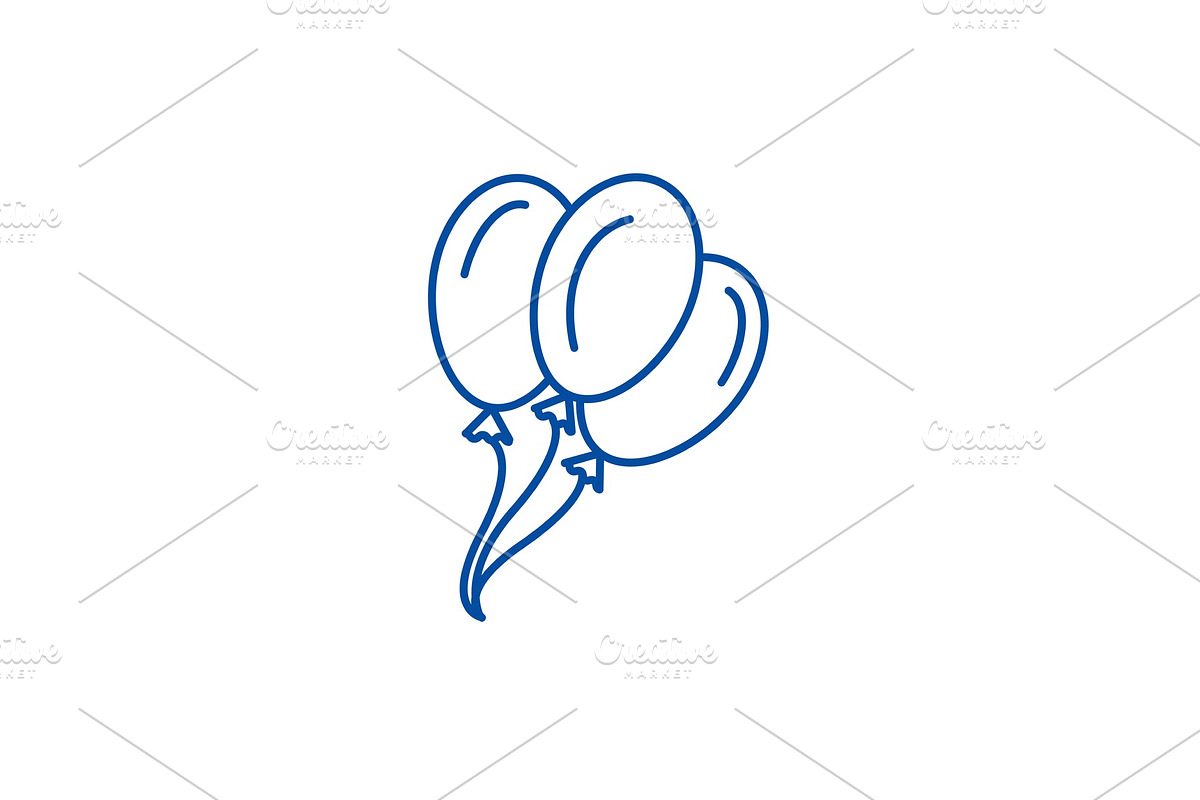 Balloons line icon concept. Balloons in Objects - product preview 8
