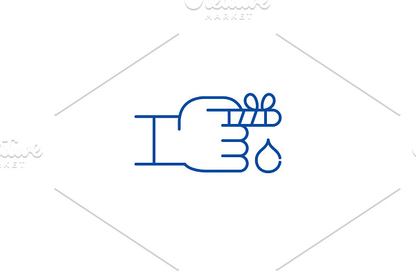Bandaged finger line icon concept
