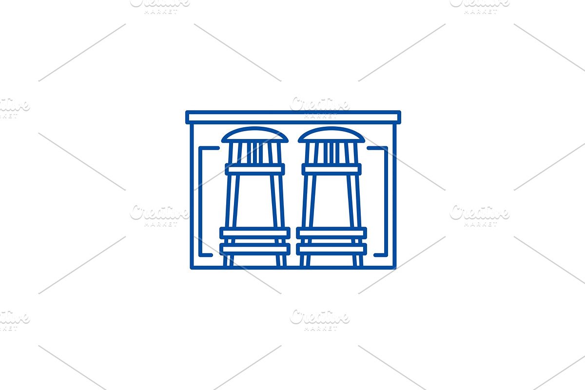 Bar counter line icon concept. Bar in Illustrations - product preview 8