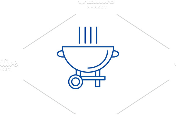 Barbecue grill line icon concept