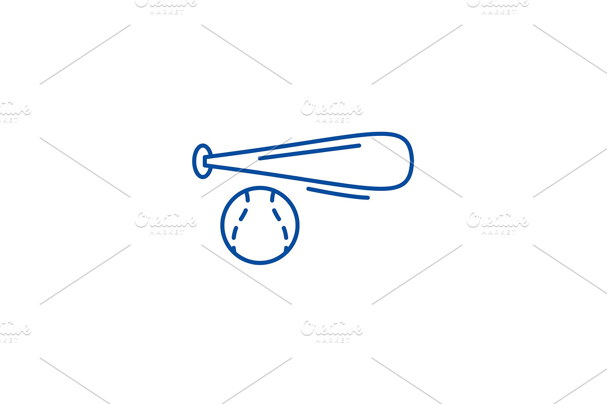 Baseball bat and ball line icon in Objects - product preview 8
