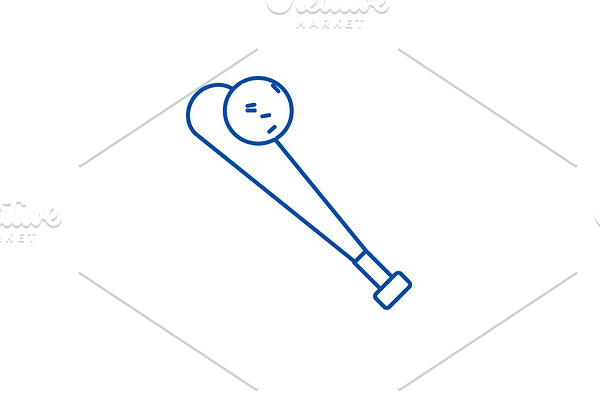 Baseball equipment line icon concept