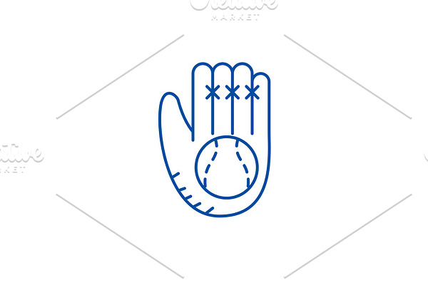 Baseball glove line icon concept