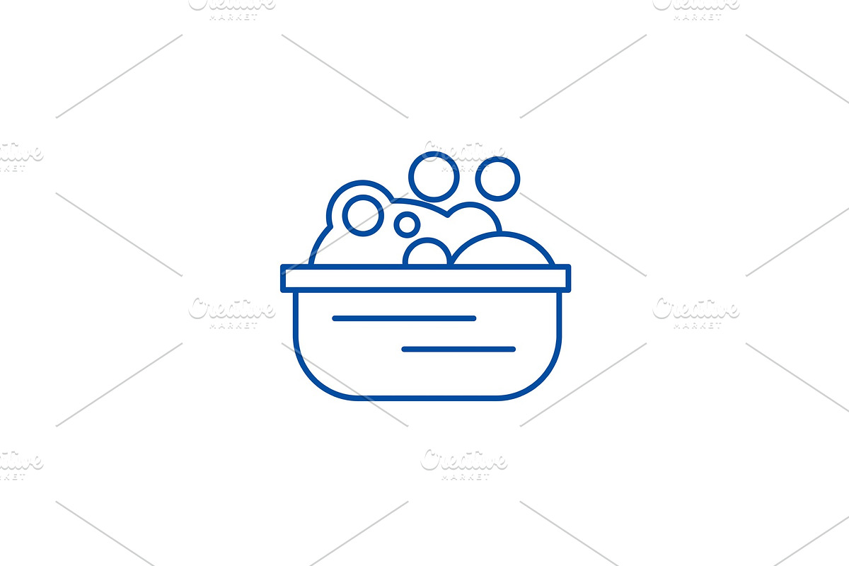 Basin with soap foam line icon in Illustrations - product preview 8