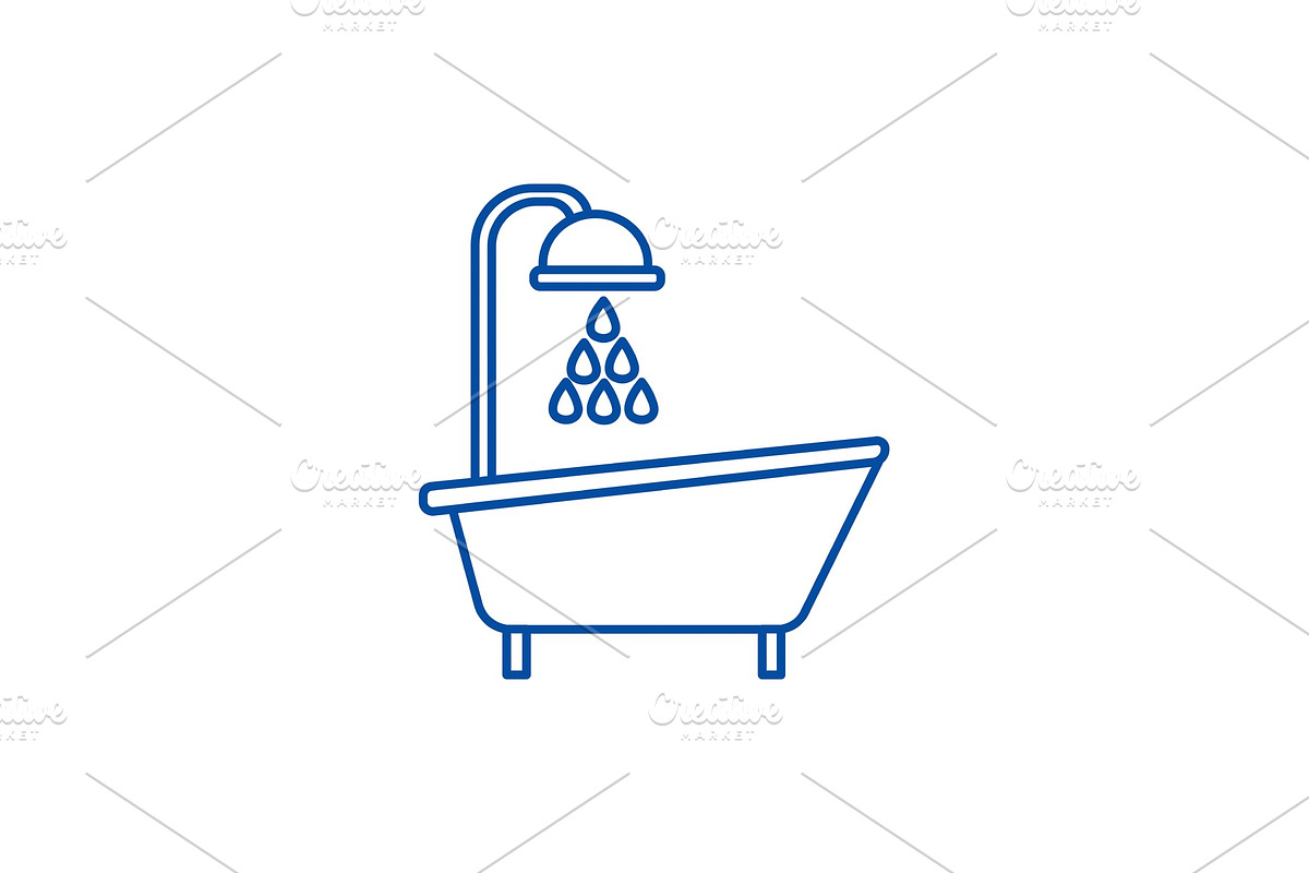 Bathtub shower line icon concept in Illustrations - product preview 8