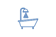 Bathtub shower line icon concept