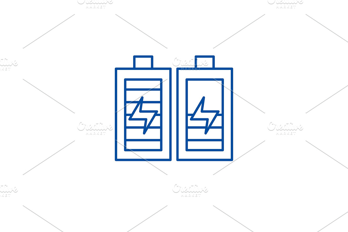 Battery charging line icon concept in Illustrations - product preview 8