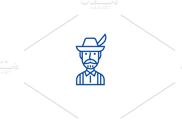 Bavarian man line icon concept