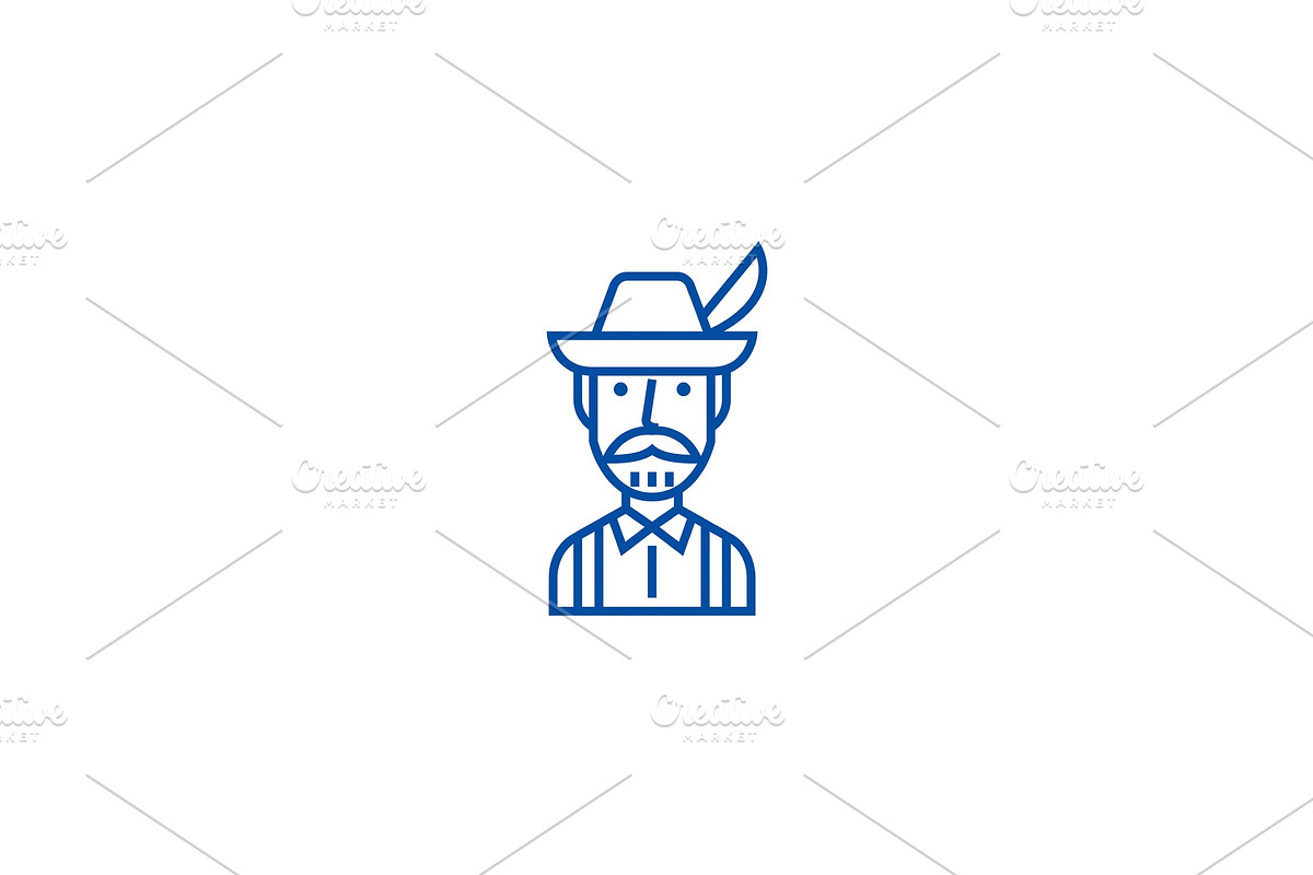 Bavarian man line icon concept in Illustrations - product preview 8