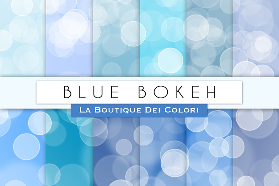 Blue Bokeh Digital Paper in Textures - product preview 8
