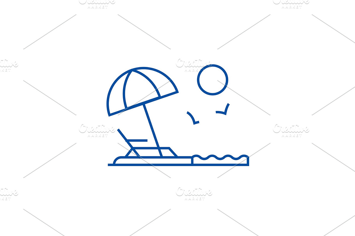 Beach line icon concept. Beach flat in Illustrations - product preview 8