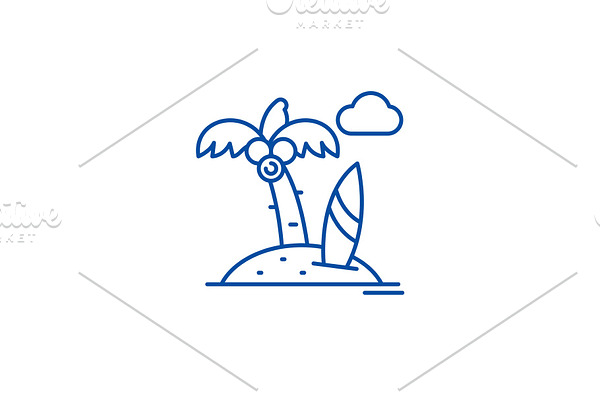 Beach holiday line icon concept