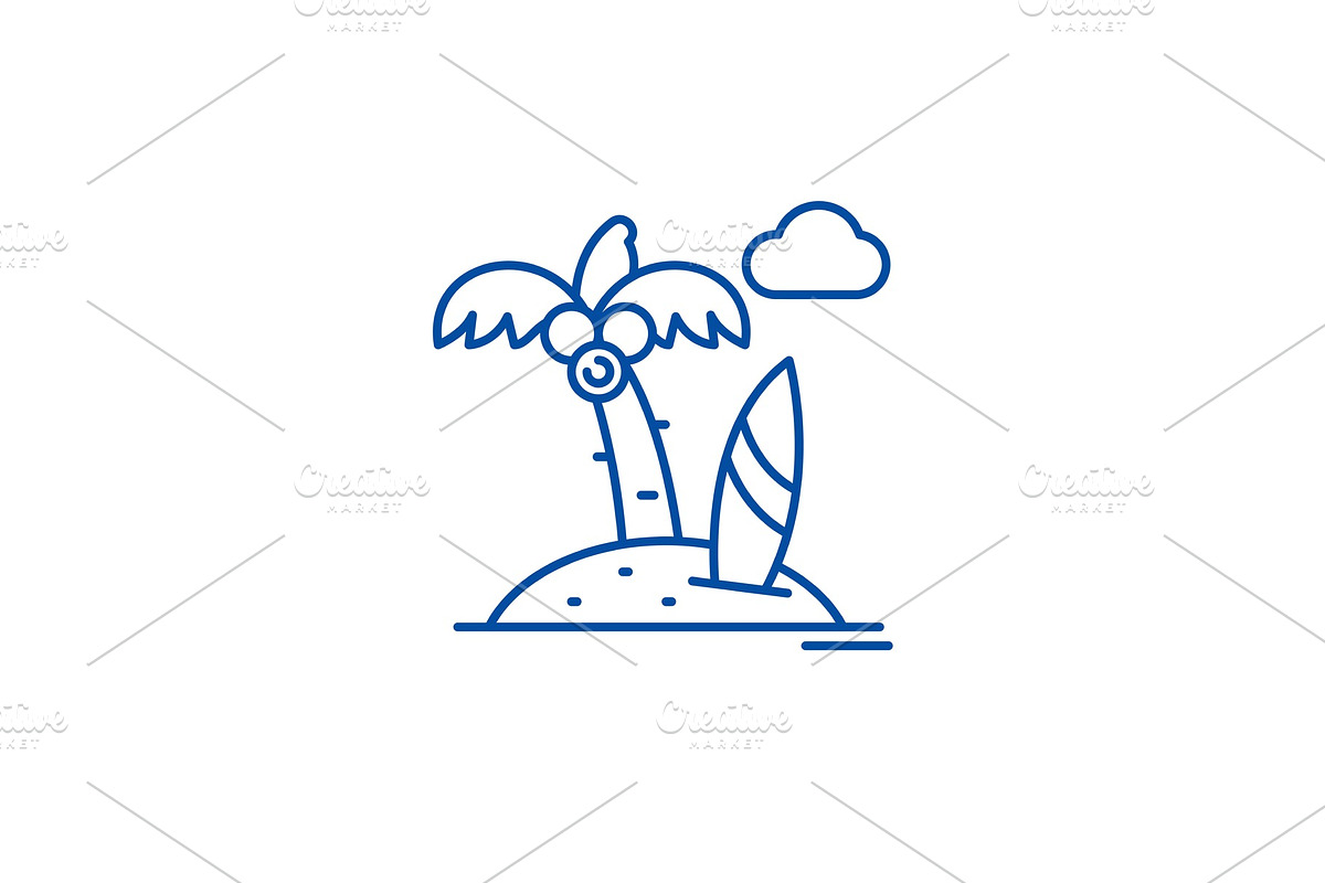 Beach holiday line icon concept in Illustrations - product preview 8