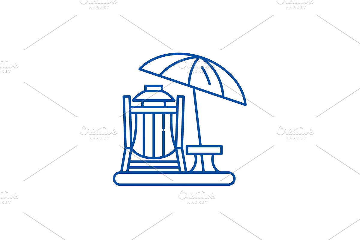 Beach vacation line icon concept in Illustrations - product preview 8