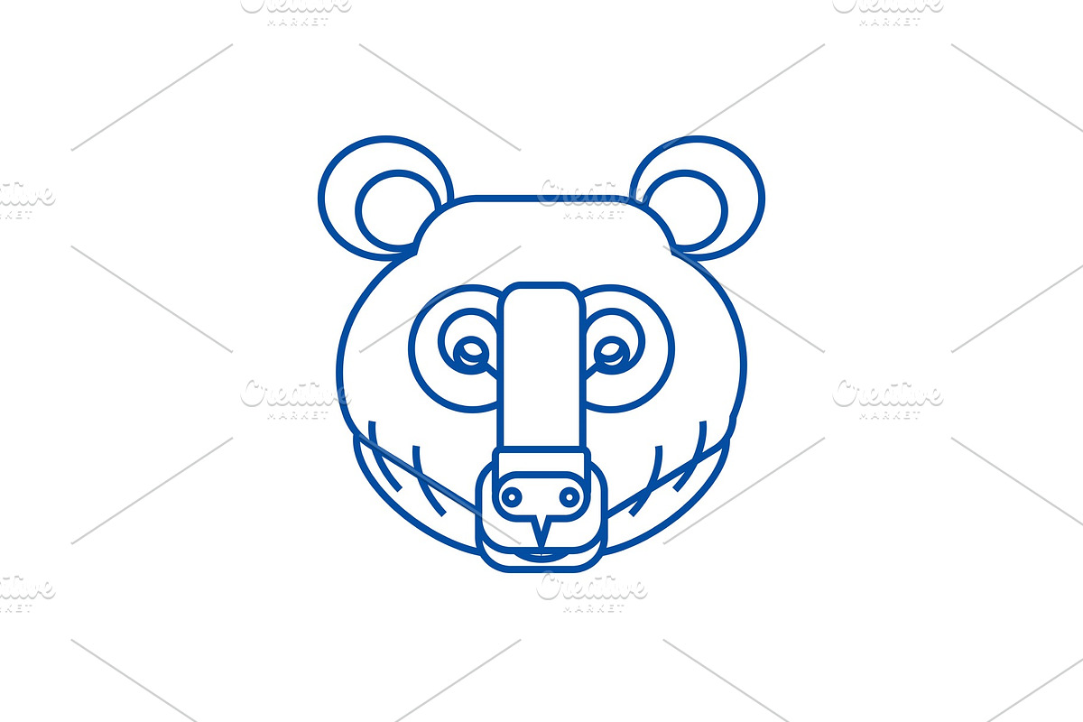 Bear head line icon concept. Bear in Illustrations - product preview 8