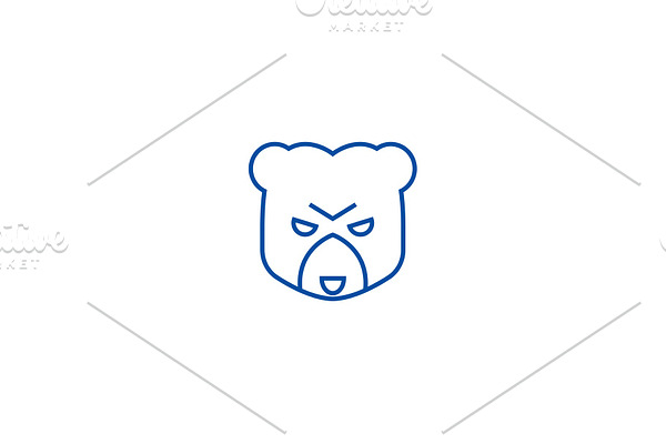Bear head sign line icon concept