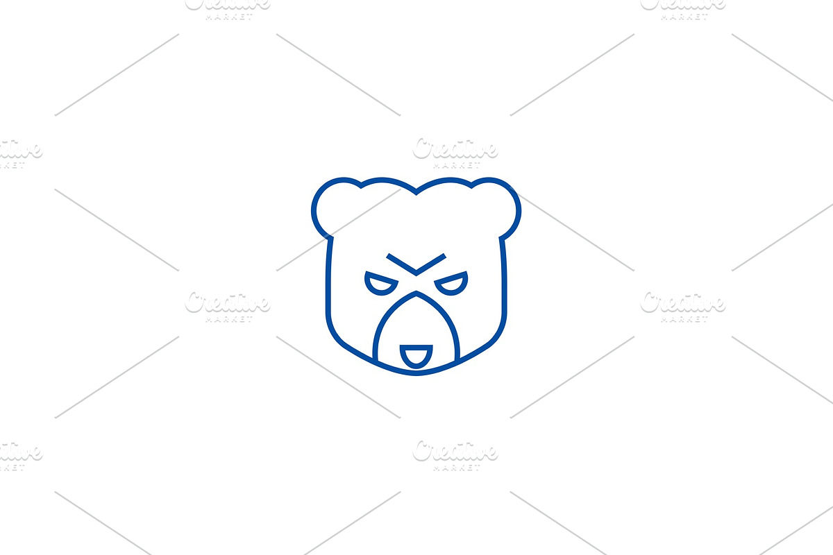 Bear head sign line icon concept in Illustrations - product preview 8