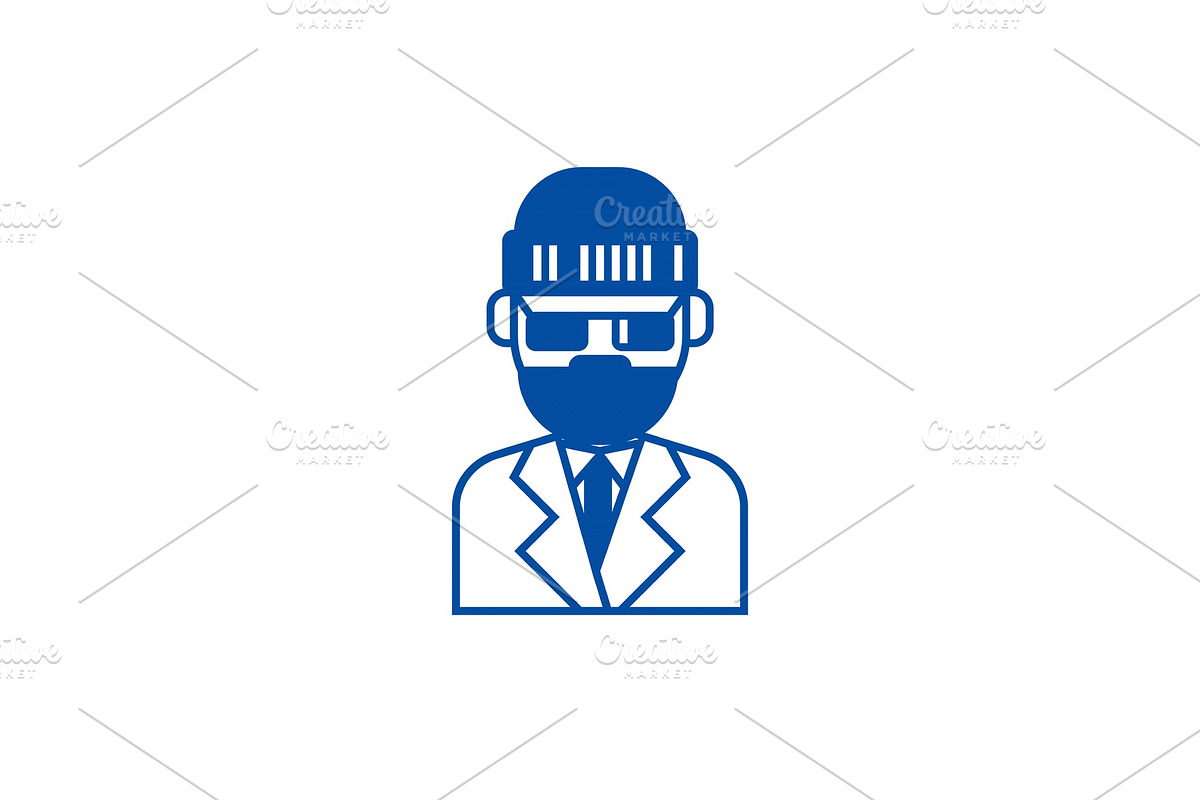 Beard man in suite line icon concept in Illustrations - product preview 8