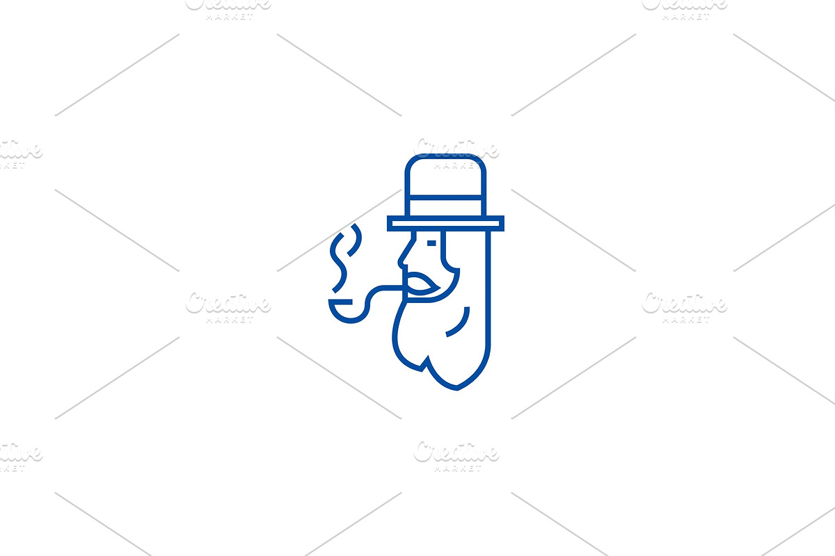 Beardman head with smoke line icon in Illustrations - product preview 8