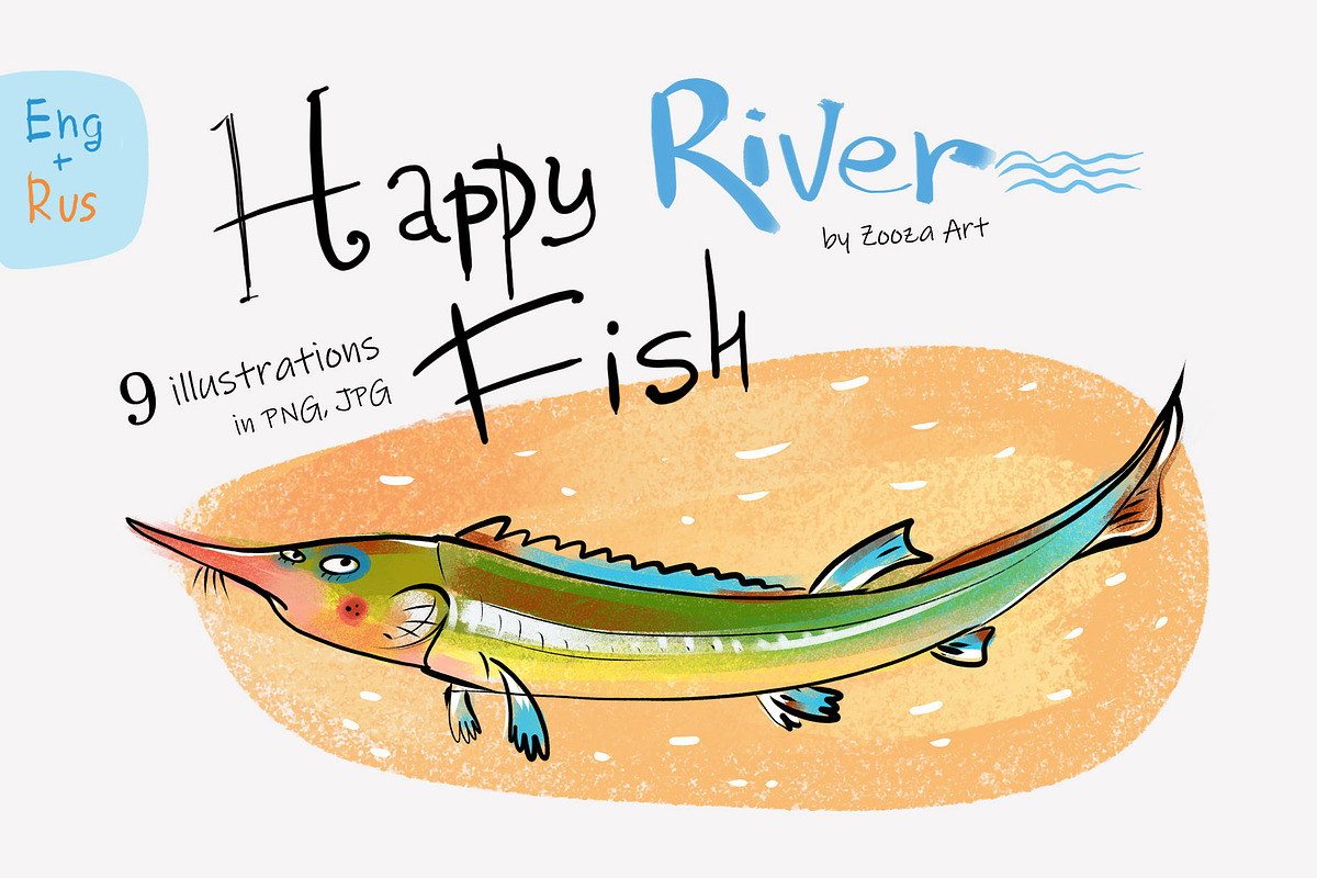 Happy River Fish - 9 illustrations in Illustrations - product preview 8