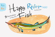 Happy River Fish - 9 illustrations