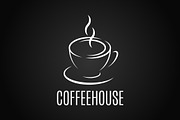 Coffee cup logo design on black